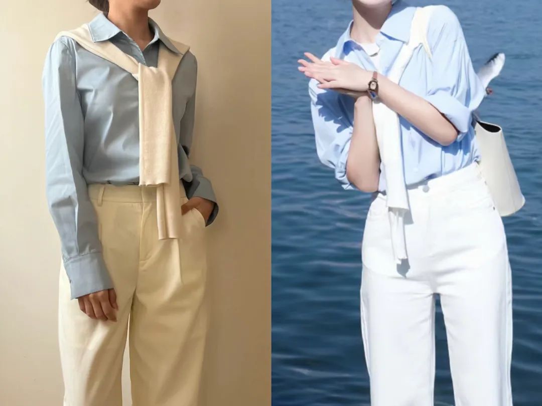 蓝白穿搭真的百看不厌,夏天蓝白格子衫配什么短裤好看