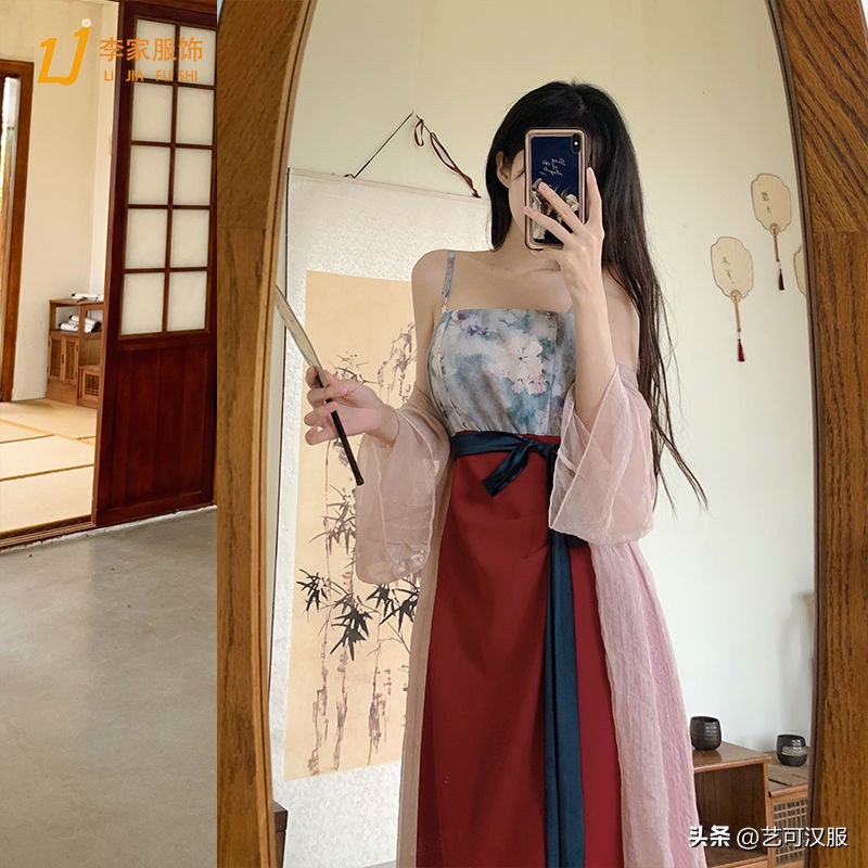 大码复古国风女装连衣裙长款红色,女装中国风大码连衣裙a字版