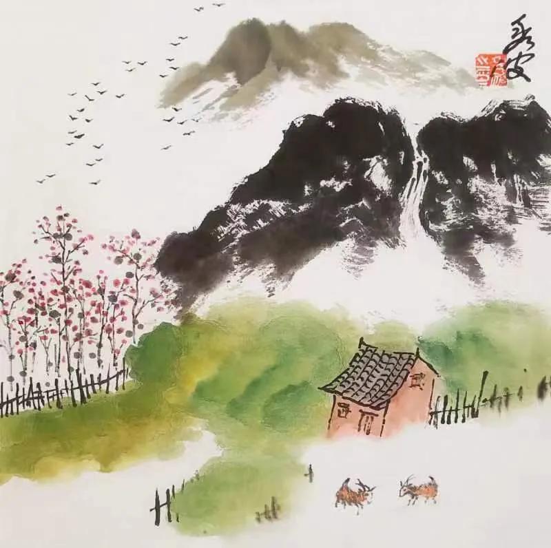 西子畔诗文社0214期，望风扫红妆。亭亭翠影著华章。情入画意舒狂