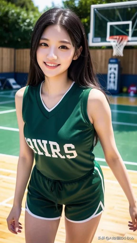 手中拿着篮球ai绘画,打篮球的男生和女生绘画教程
