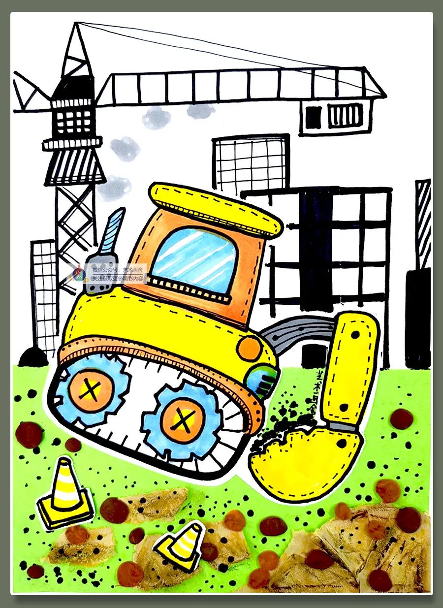 画儿童挖掘机画,怎么画挖掘机儿童画