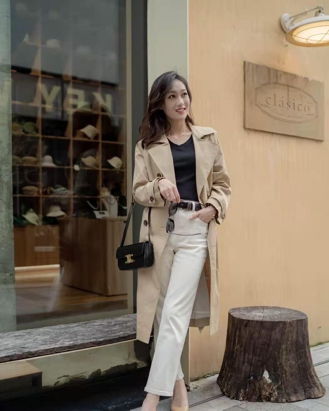 风衣里穿什么内搭好看,145-150矮个子粉色风衣雪纺内搭夏