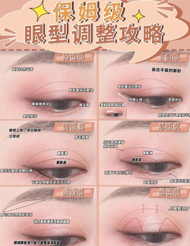 新手内双肿眼泡眼妆教程日常化妆,单眼皮日常眼妆化妆教程眼线胶笔