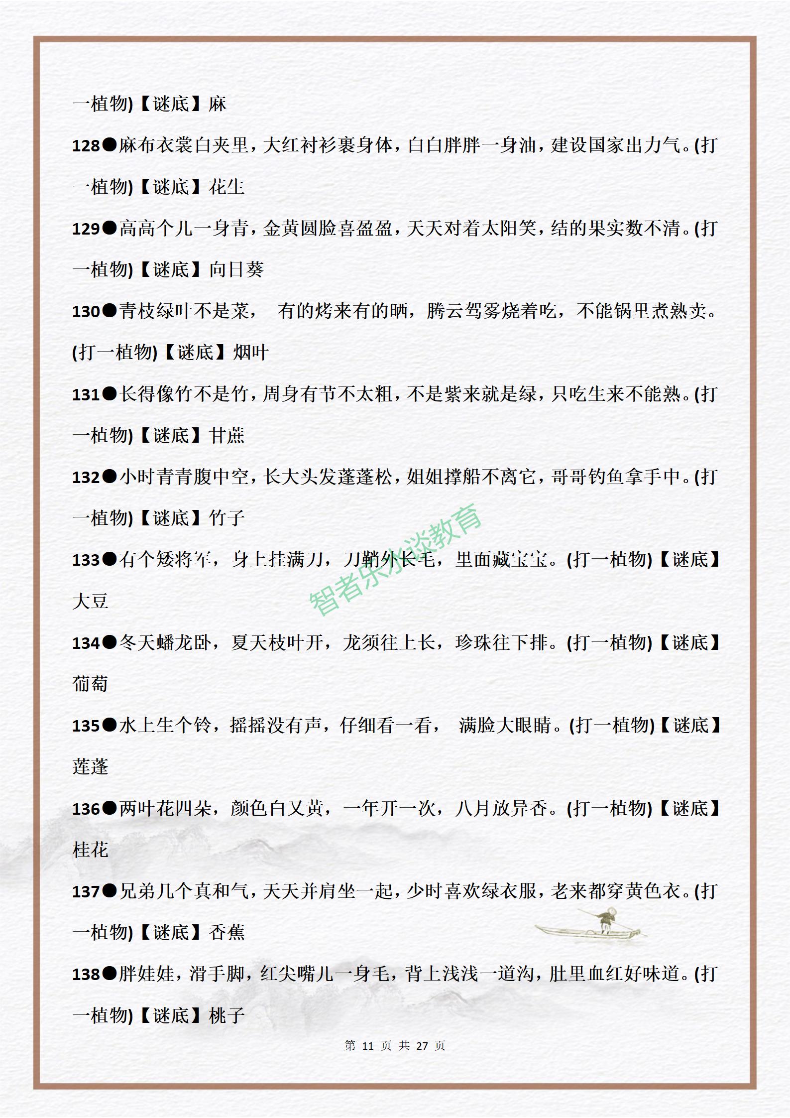 有趣的益智游戏:336个经典儿童谜语,激发孩子的学习语文的兴趣