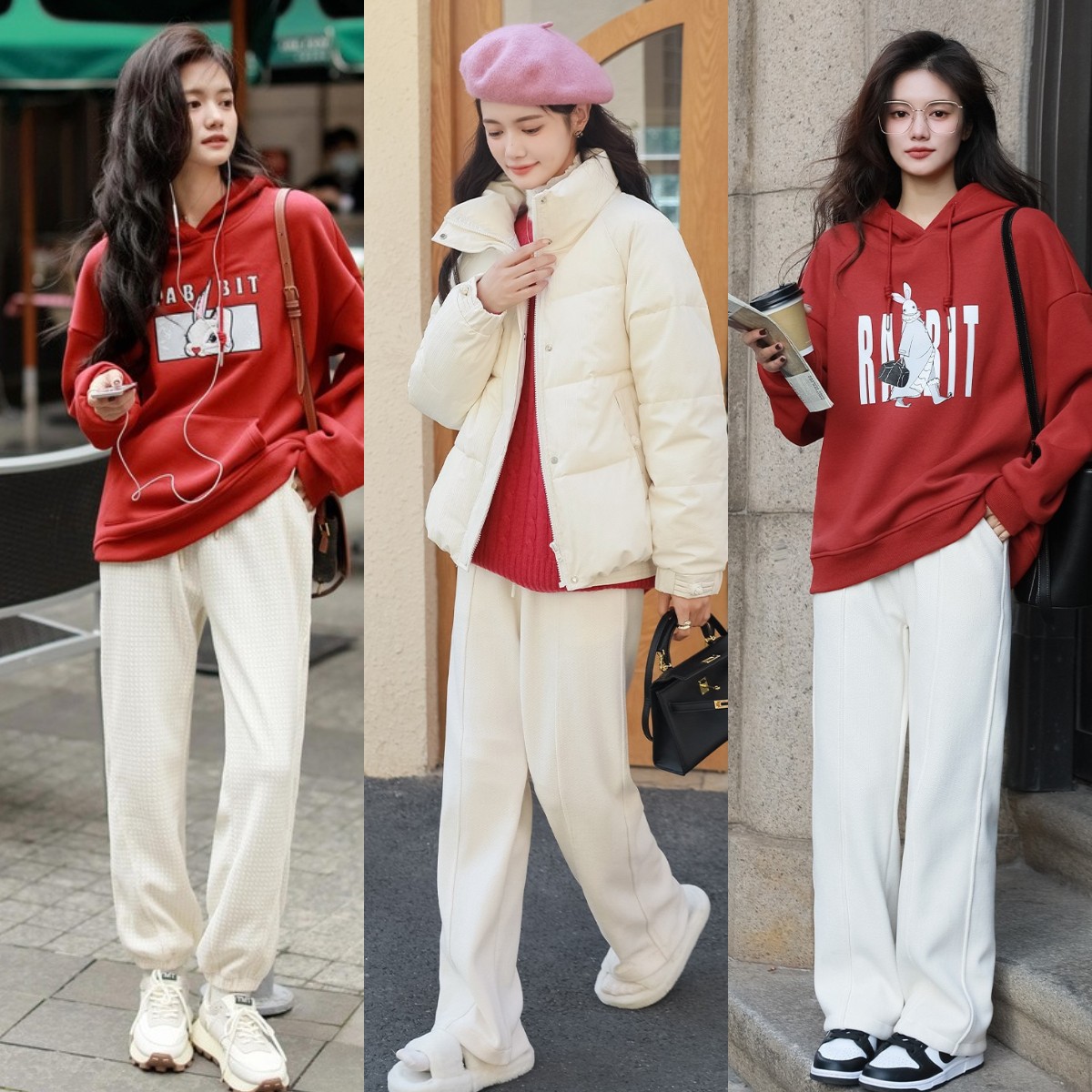 白色运动裤束脚怎么搭配上衣冬天,冬天白色休闲裤搭什么上衣最好看