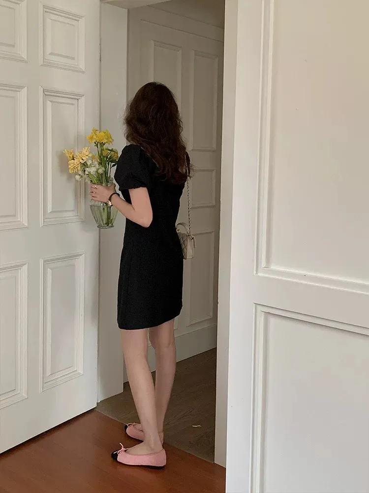 法式灯笼袖针织连衣裙秋冬高级感,灯笼袖连衣裙爆款2022新款