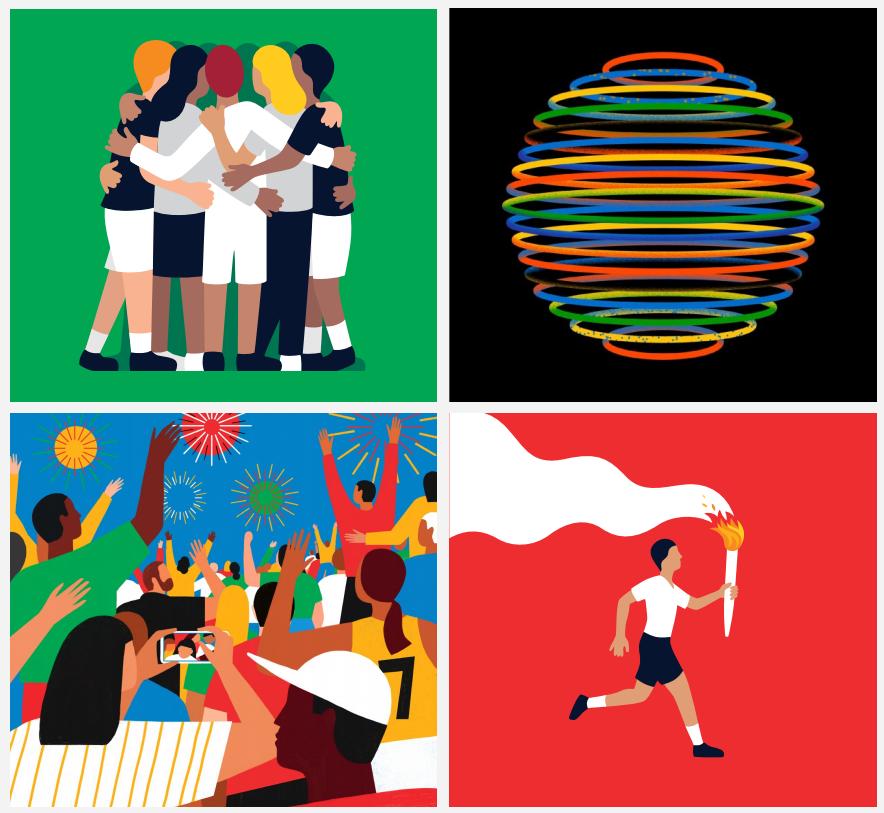 奥运会项目海报前后视觉,奥运会插画简单