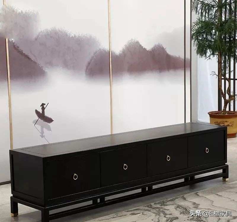 新中式电视柜两边放什么最好,新中式电视柜款式效果图