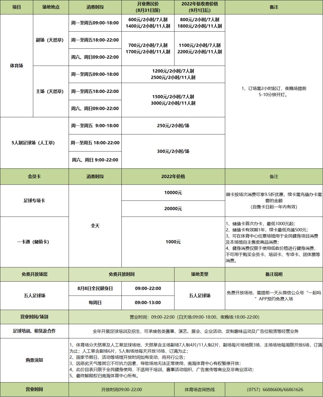 南海体育中心足球场是免费的吗,南海体育中心足球场收费标准