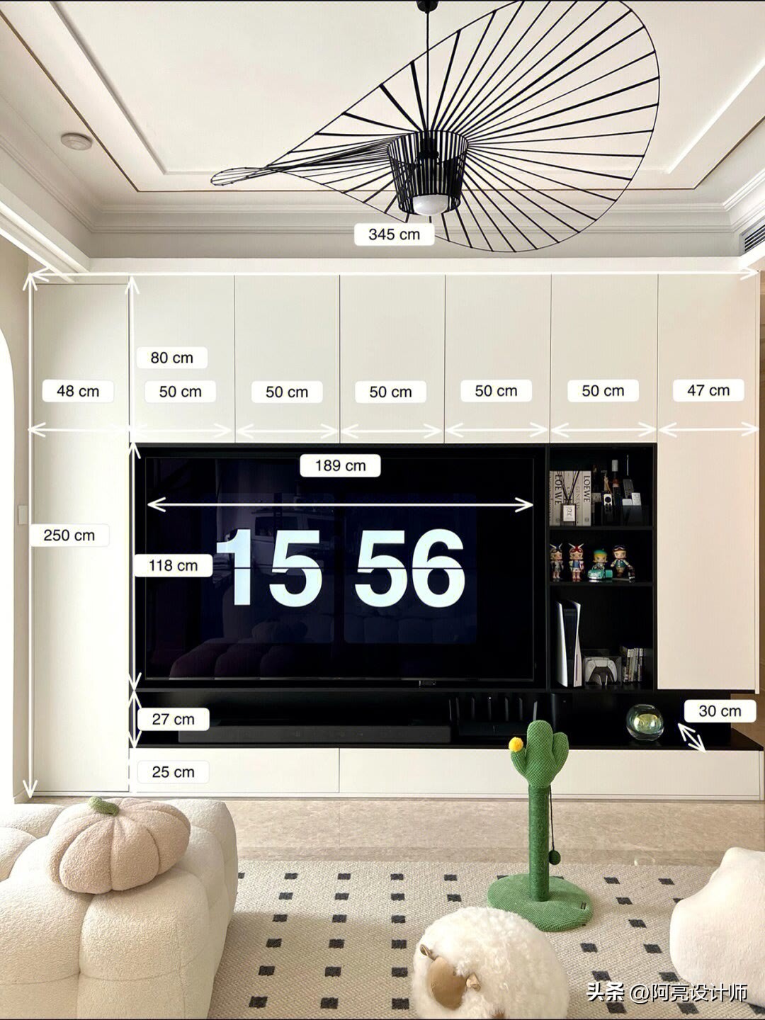 客厅长5.5米悬空电视柜的最佳尺寸,电视柜设计这三种方案更美观实用