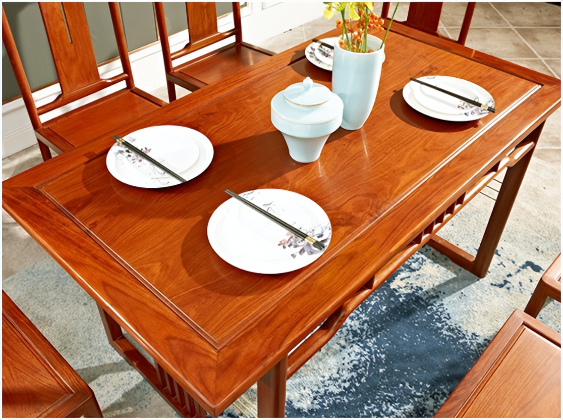 实木餐桌椅原木风,新中式实木餐桌椅