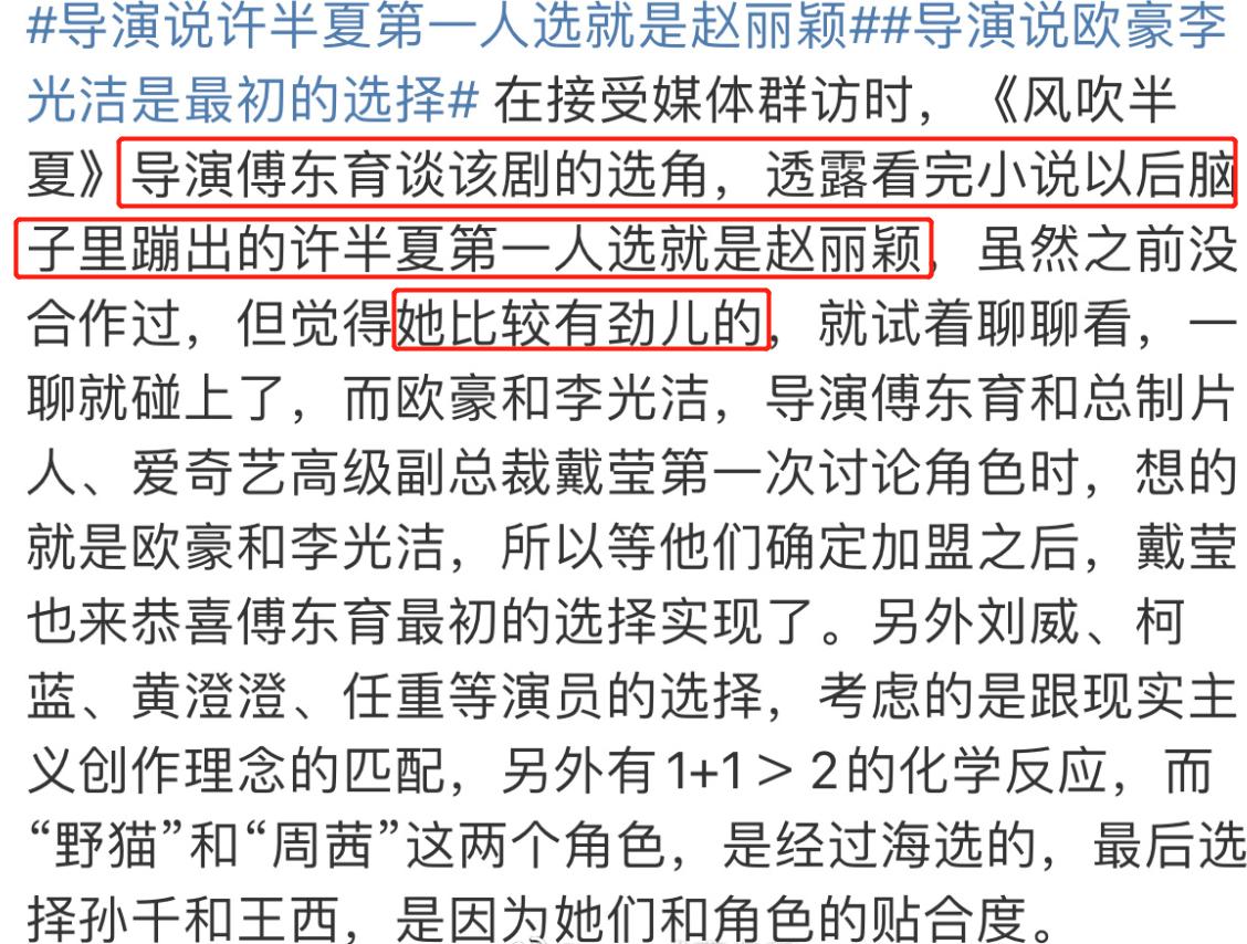 风吹半夏对赵丽颖未来发展的影响,风吹半夏演员们对赵丽颖的评价