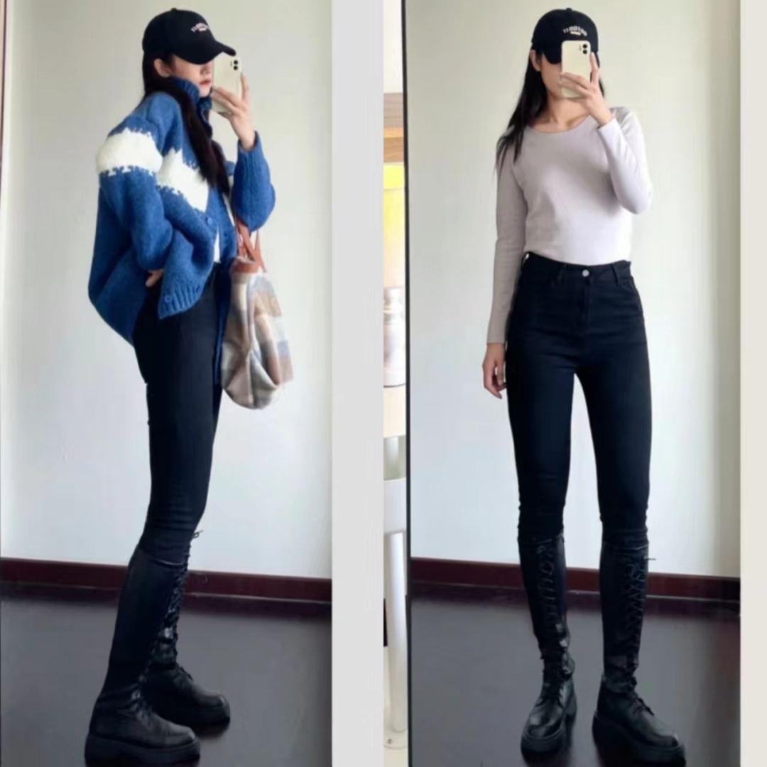 提臀紧身牛仔裤的搭配,腰瘦大腿粗紧身裤怎么搭