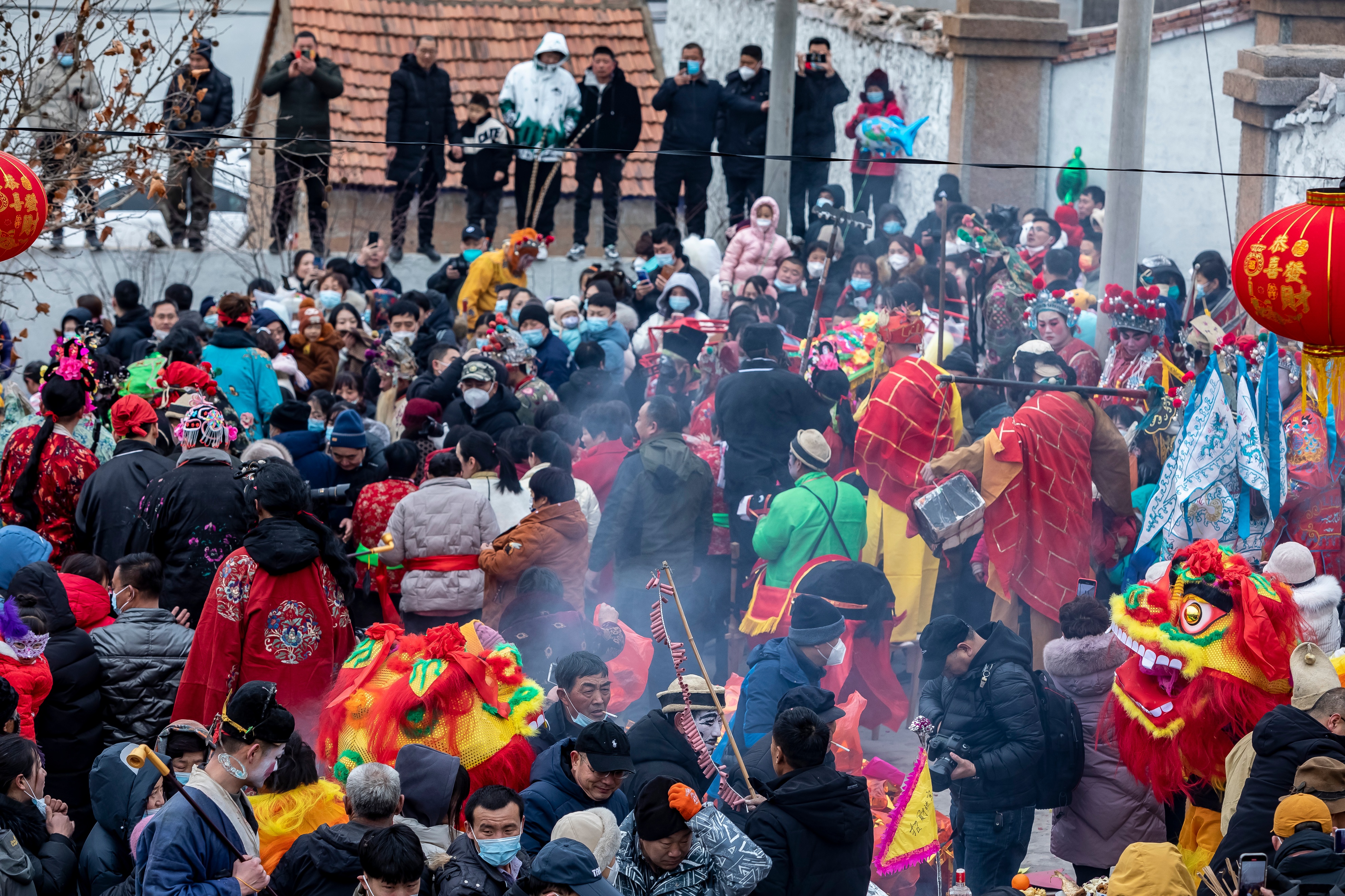 沂水大峪送火神时间,大峪村送火神舞狮