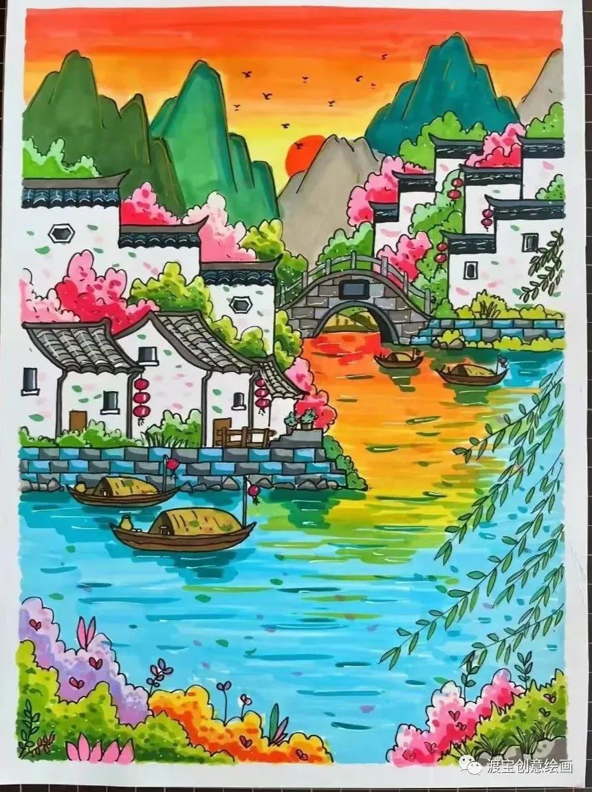 仙气十足的古风画马克笔,马克笔古风诗画