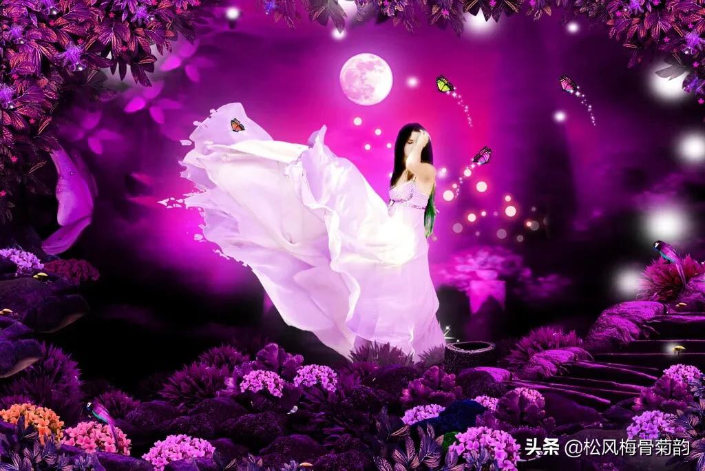 阳光染花颜，清露润芳心，倾情一绽为君开，只盼君再来