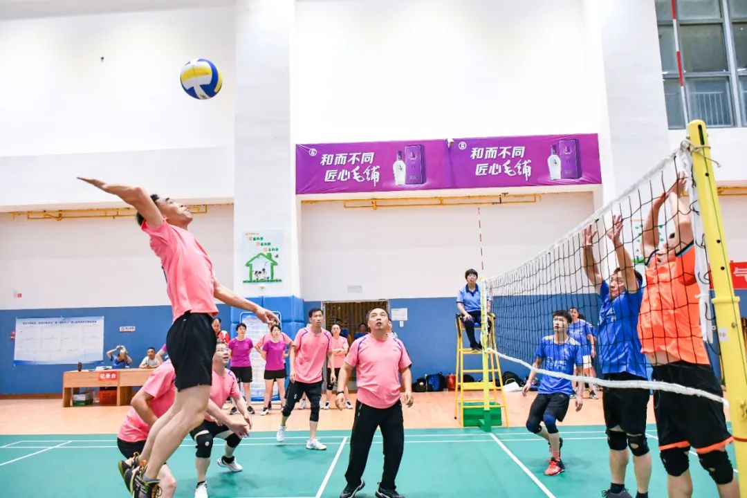 我区举办气排球比赛,百人排球赛