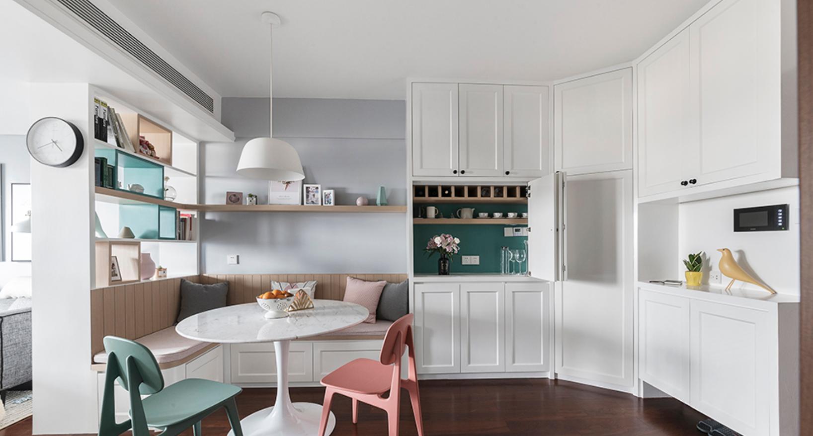 餐厅空间太小如何设计活动餐桌,3.8加4.5的餐厅可以放多大的圆桌