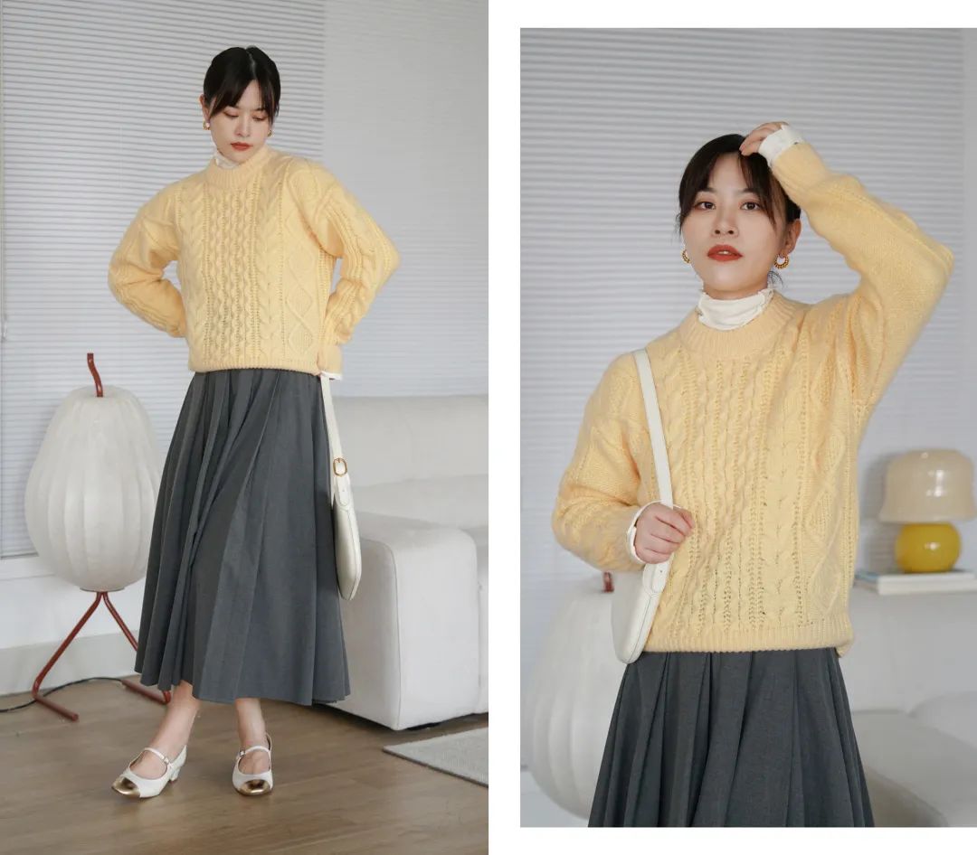 小个子拼接毛衣棉服最新款时髦,秋冬慵懒毛衣棉服内搭