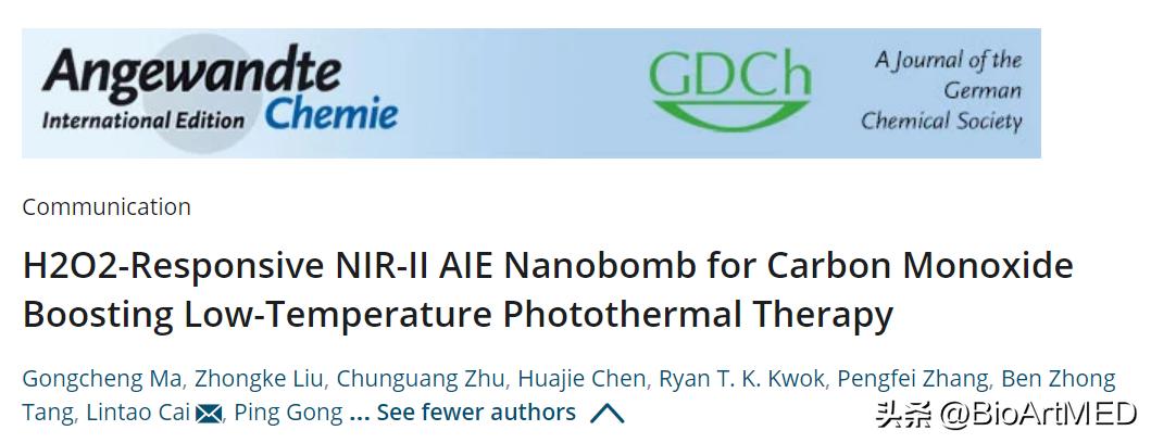 蔡林涛/唐本忠合作提出低温光热肿瘤治疗新思路