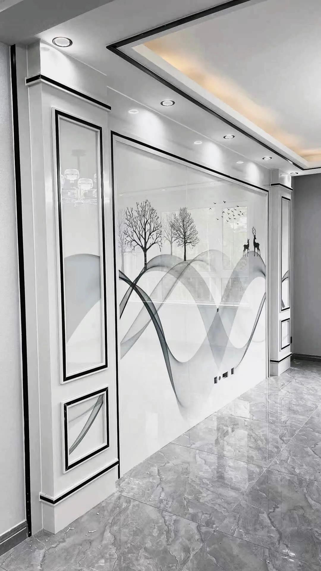 现代简约电视背景墙布效果图大全,电视背景墙现代简约乳胶漆钛金条