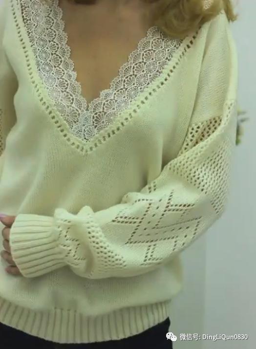 毛衣加蕾丝花边的方法,带蕾丝花边的毛衣