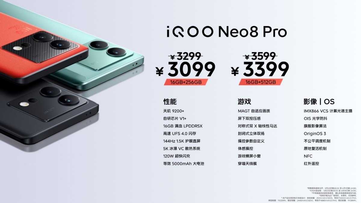 iqooneo8发布售价,iqooneo8发布价格