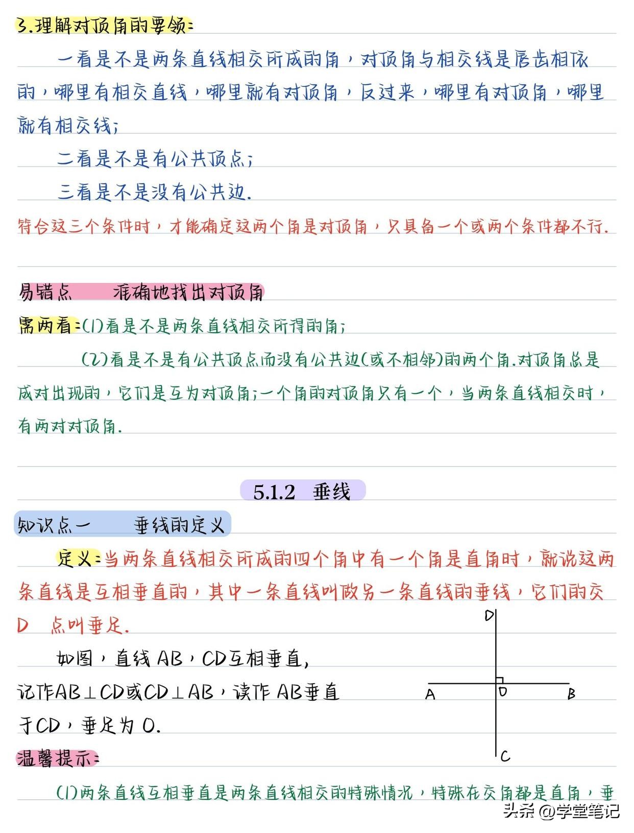 七年级下册数学必背知识重点归纳,七年级数学知识重点笔记