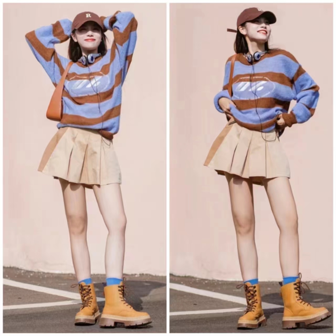 马丁靴的正确搭配图秋冬,穿长腿马丁靴配什么裤子好看