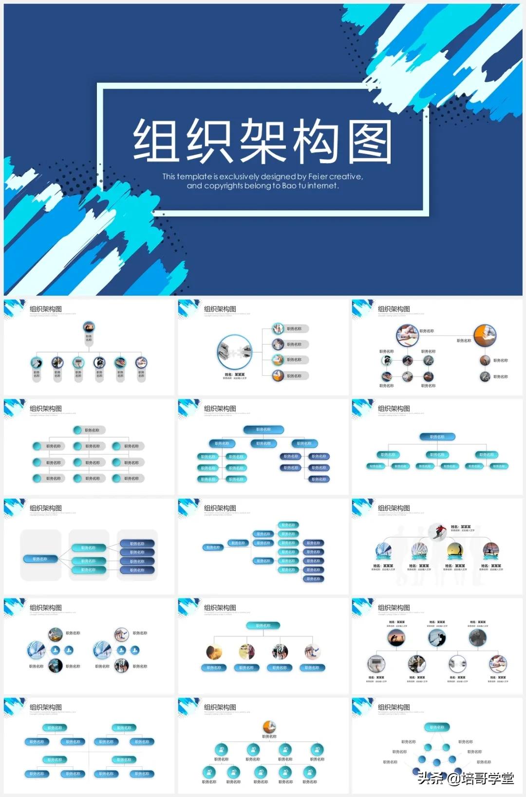 宠粉福利！高颜值《企业组织架构图PPT模板》资源包来啦