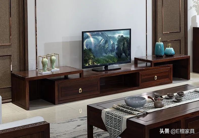 新中式电视柜两边放什么最好,新中式电视柜款式效果图