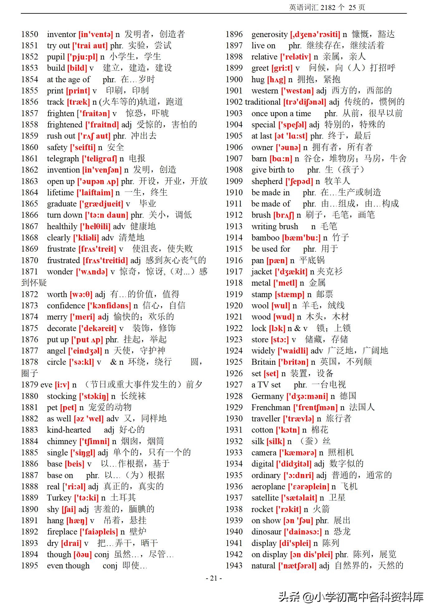 初中英语词汇带音标表,初中英语课标要求的1500个单词