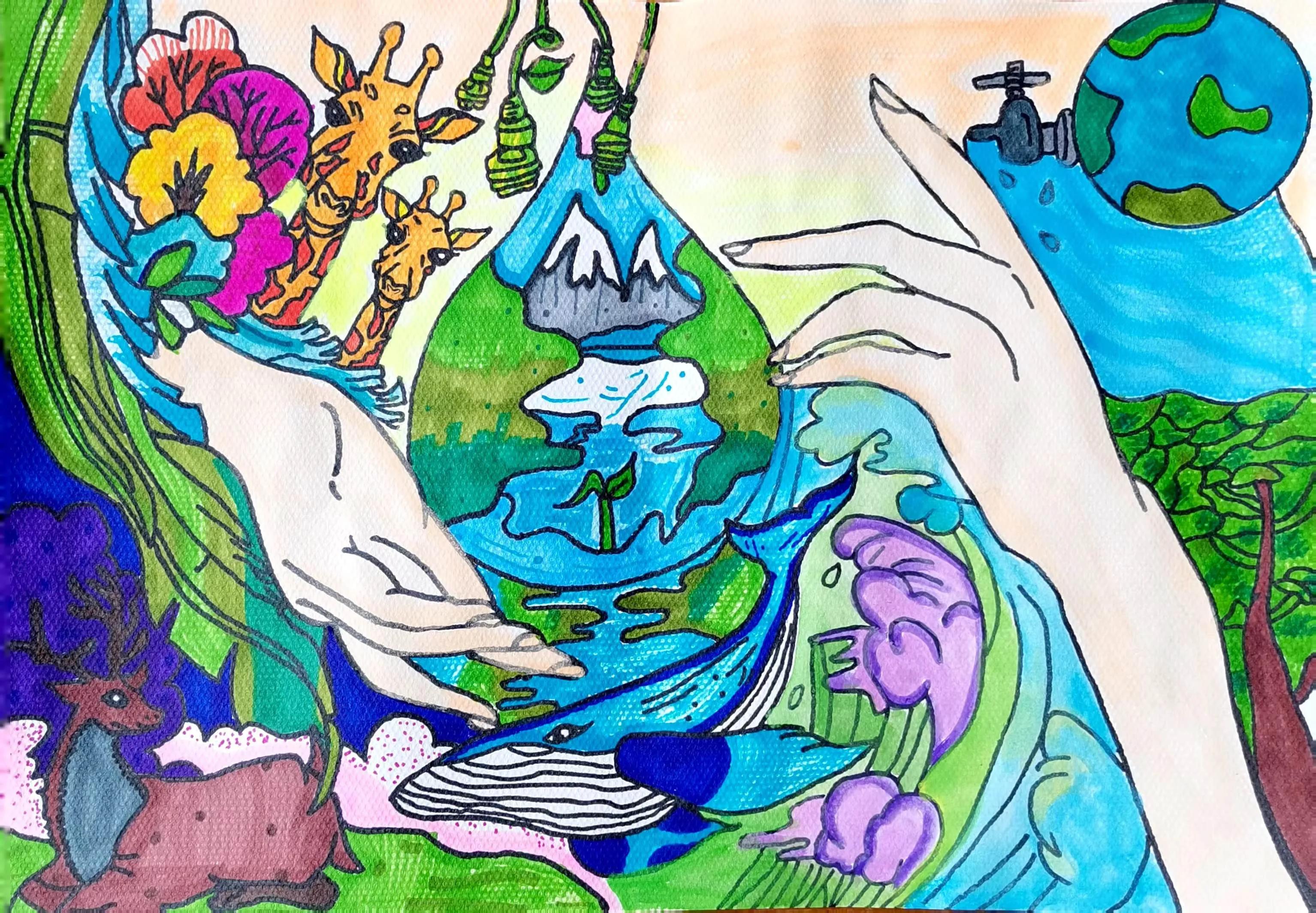 初中4k纸的绘画作品,校园为主题的绘画作品4k