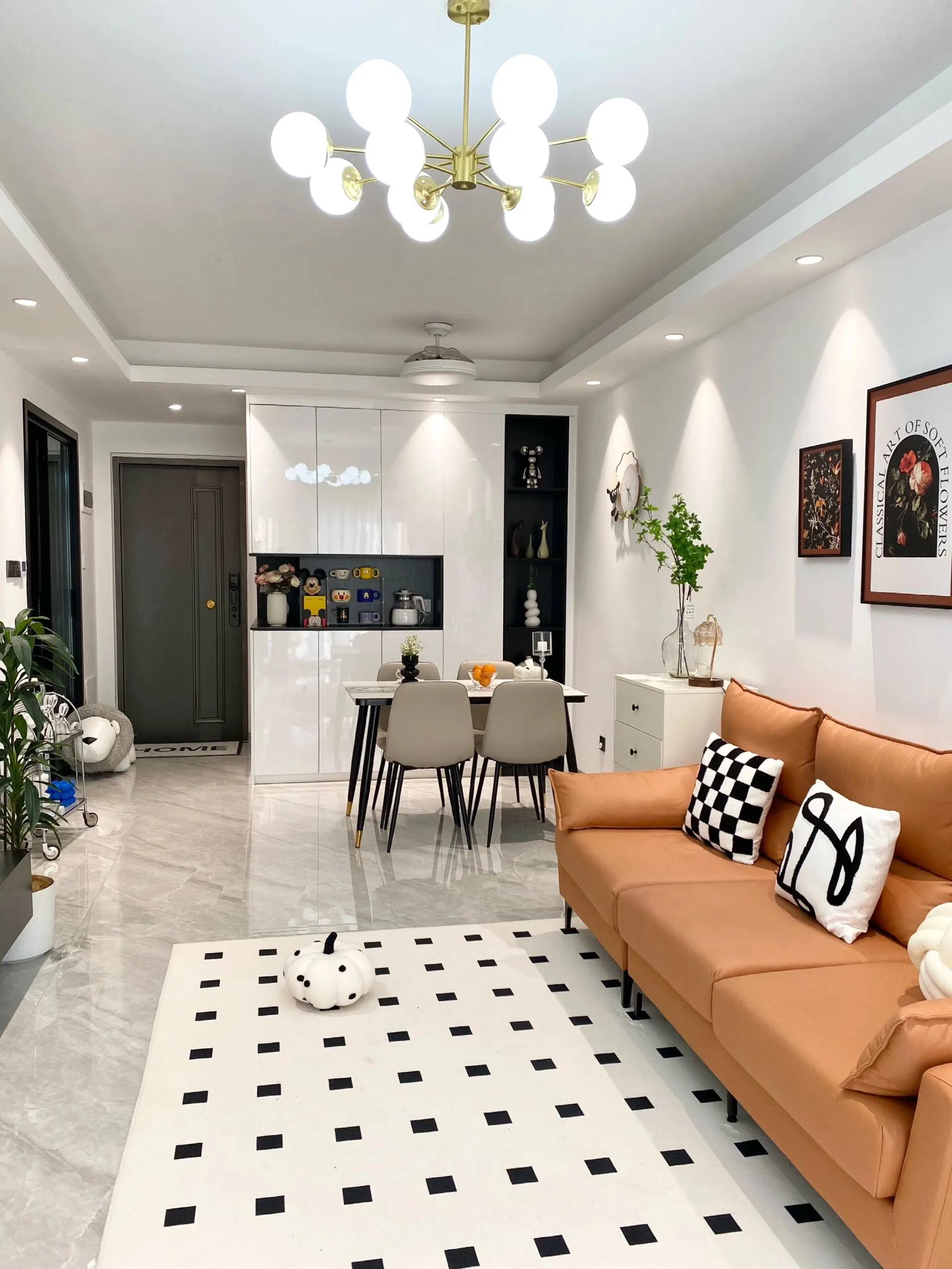 客餐厅一体吧台装修效果图,20平餐客一体装修