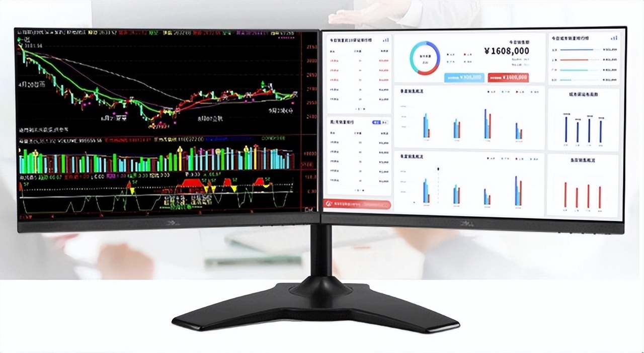 电脑显示屏背靠背双屏支架推荐,显示器支架双屏上下60cm