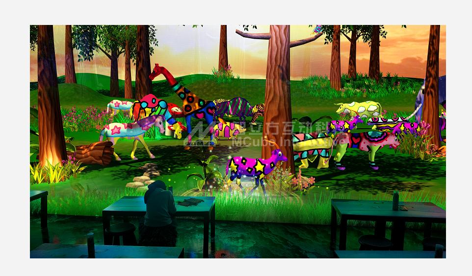 智立方地面互动投影游戏,室内儿童乐园互动游戏