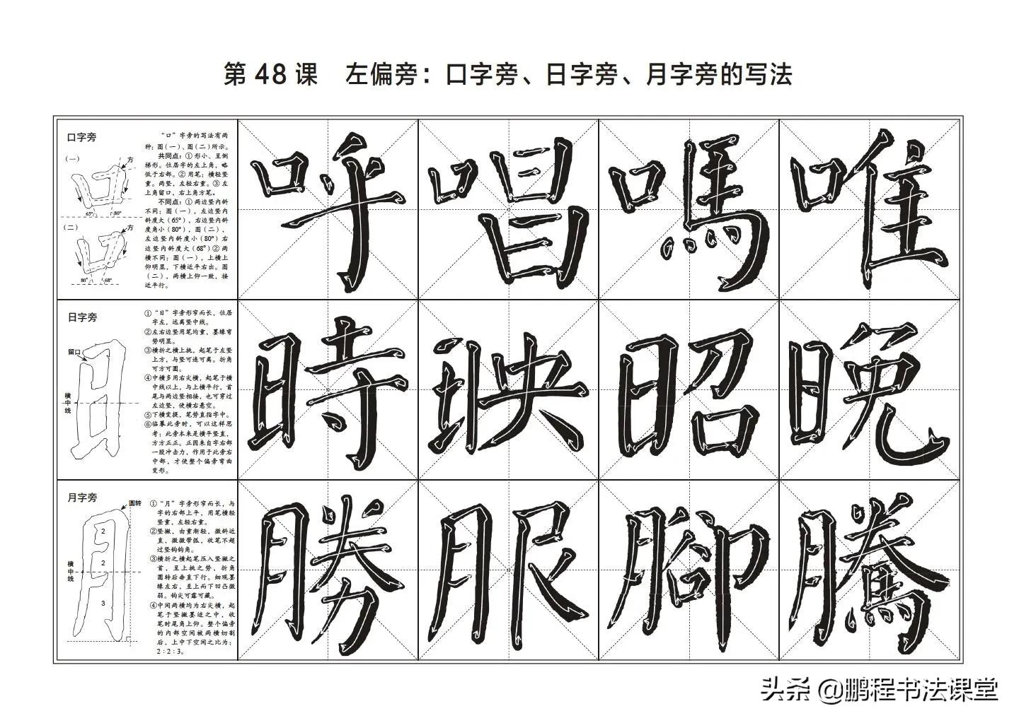 颜真卿勤礼碑页字旁教程,颜勤礼碑偏旁部首解析