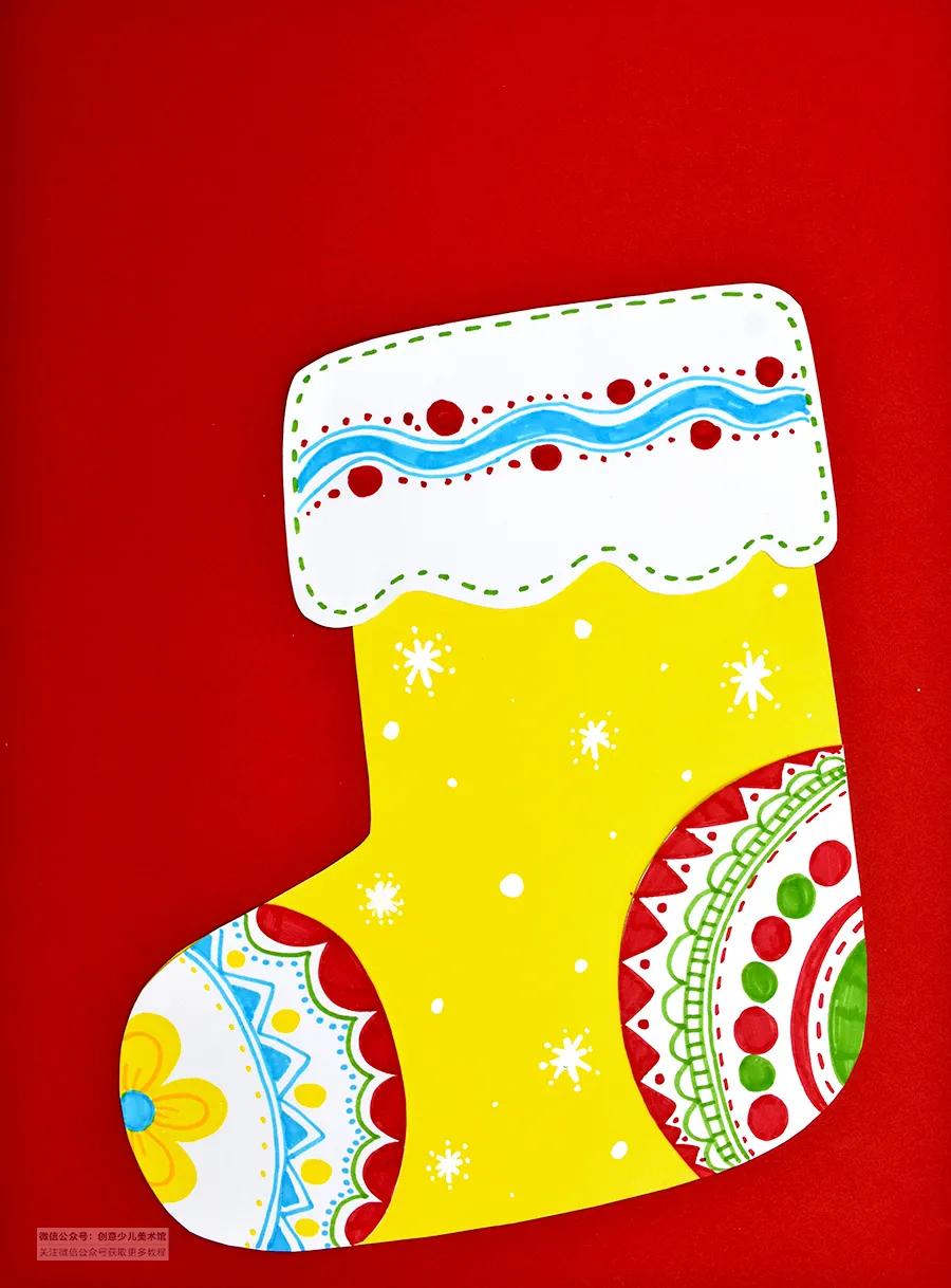 儿童画圣诞节袜子步骤大全,圣诞节的多个圣诞袜怎么画