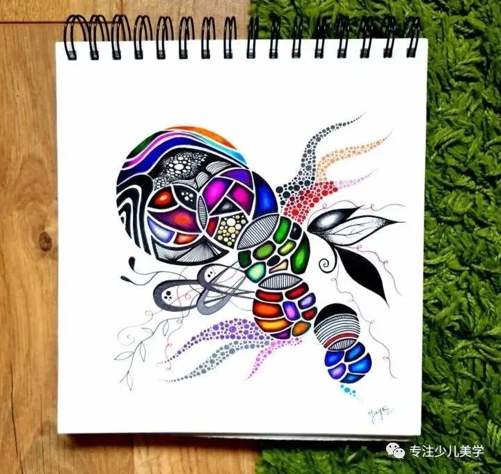 创意素描线描几何形体,线描画创意画优秀作品8级