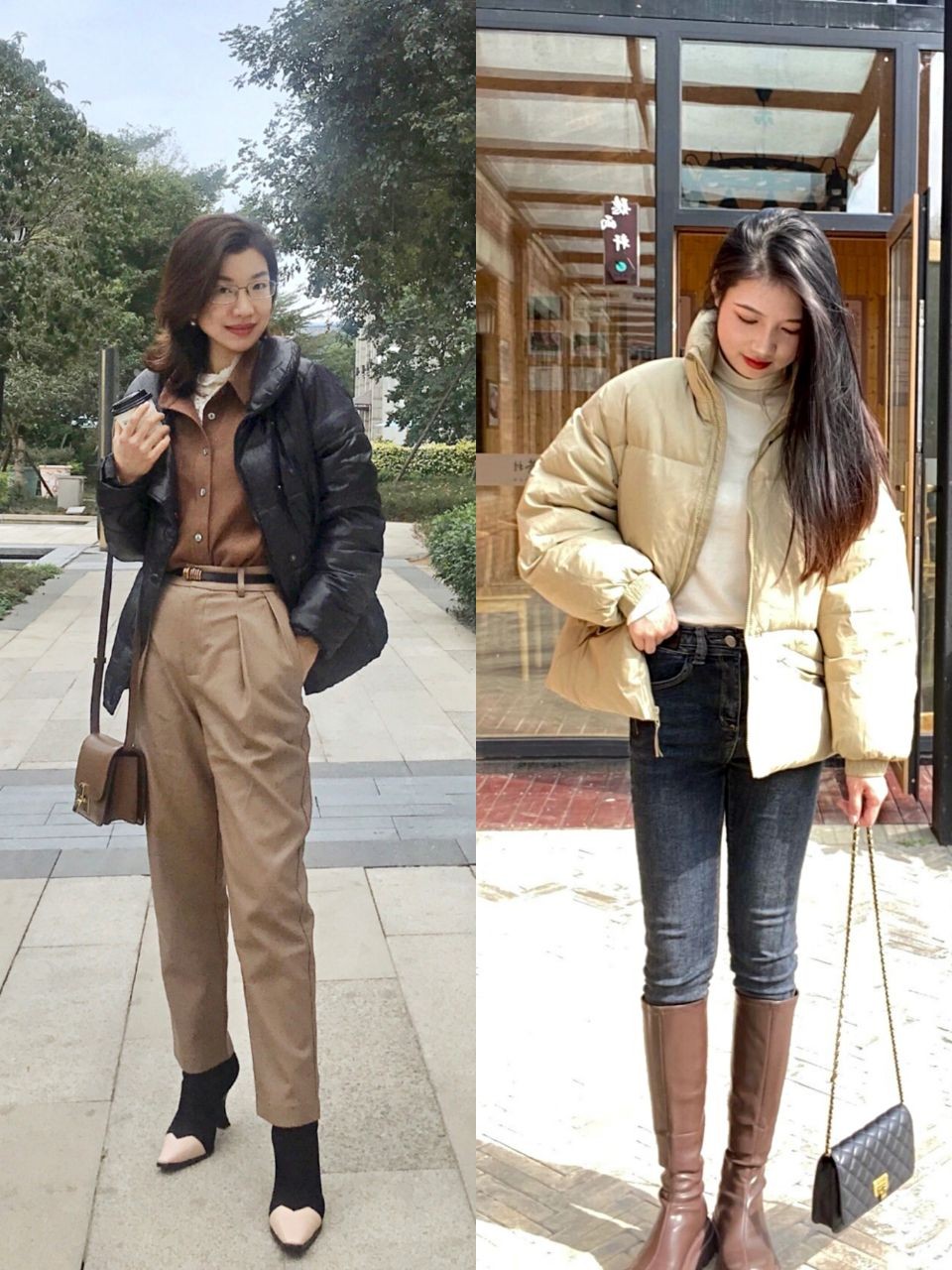 小个子修身高腰羽绒服裤,150小个子少女显高羽绒服短款