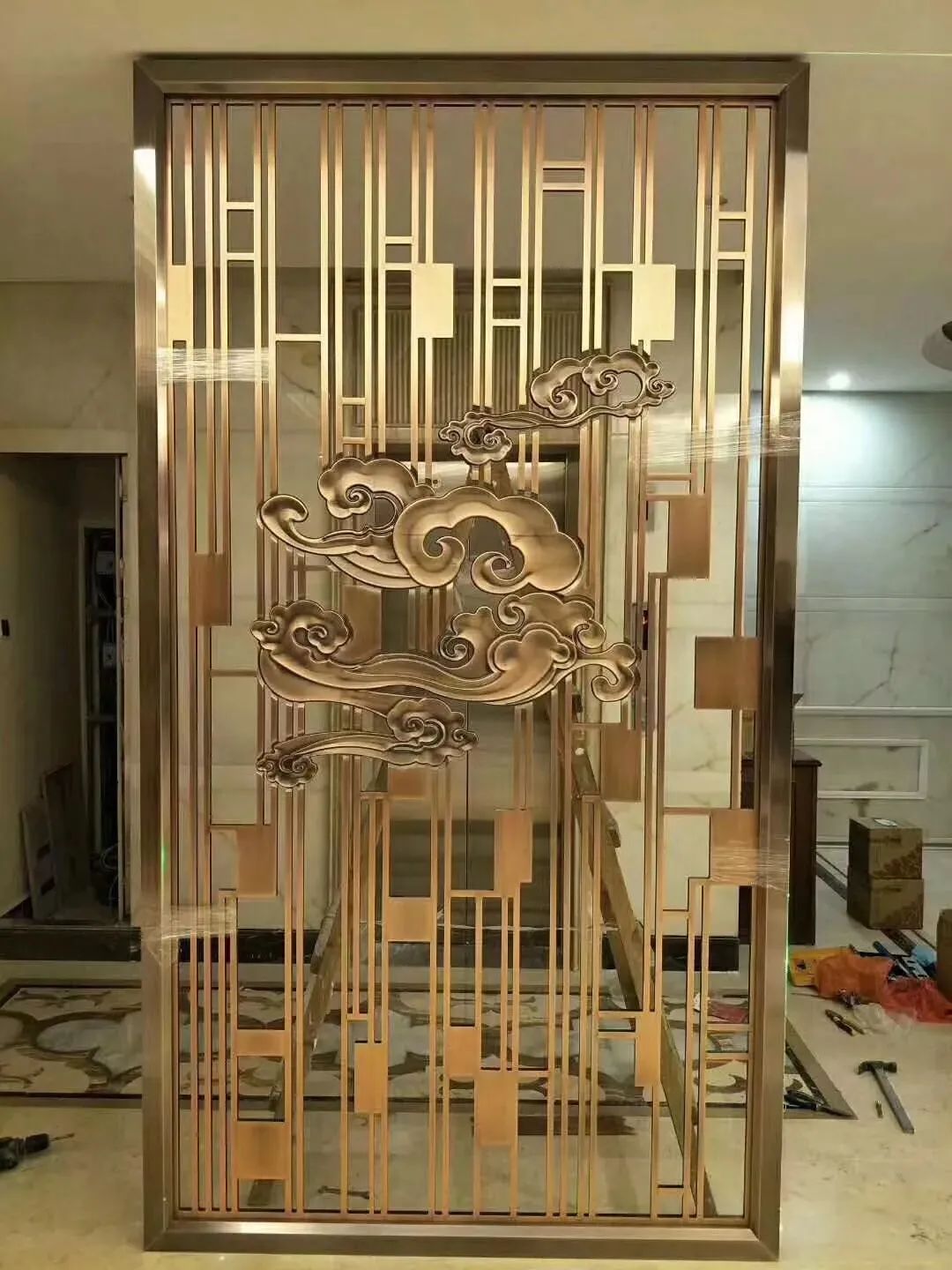 玫瑰金不锈钢屏风价格,不锈钢拉丝玫瑰金隔断屏风