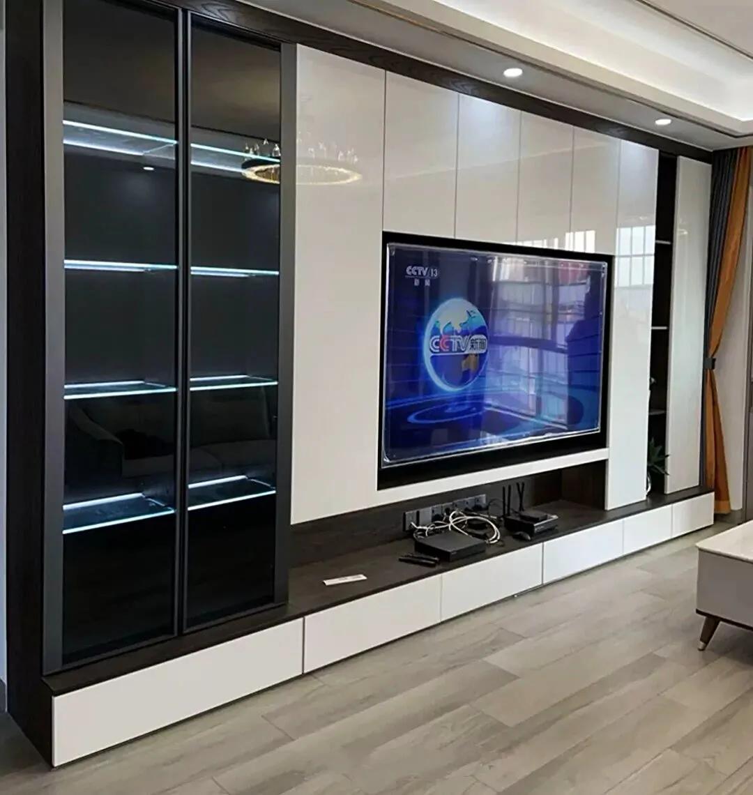 客厅边柜2023最新款法式,2023电视背景柜高端大气上档次