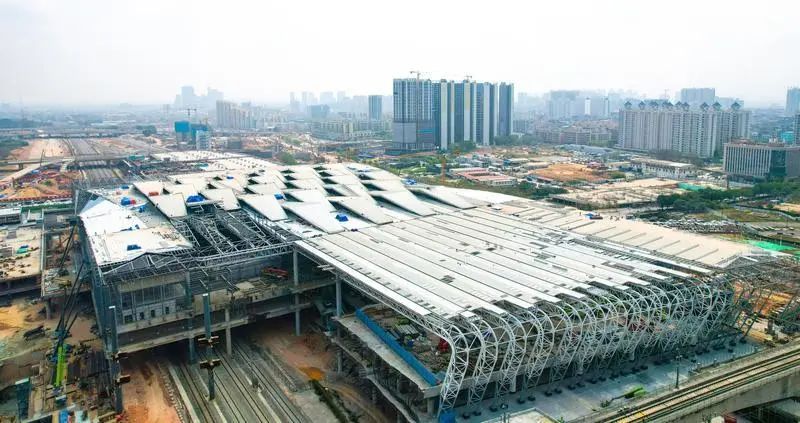 历史性一刻11点,广州东部交通枢纽新塘站最新视频