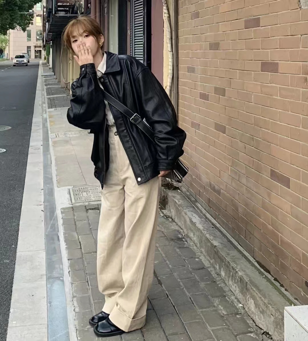 冬季黑色皮衣穿搭图片大全男,洋气黑色皮衣套装10岁