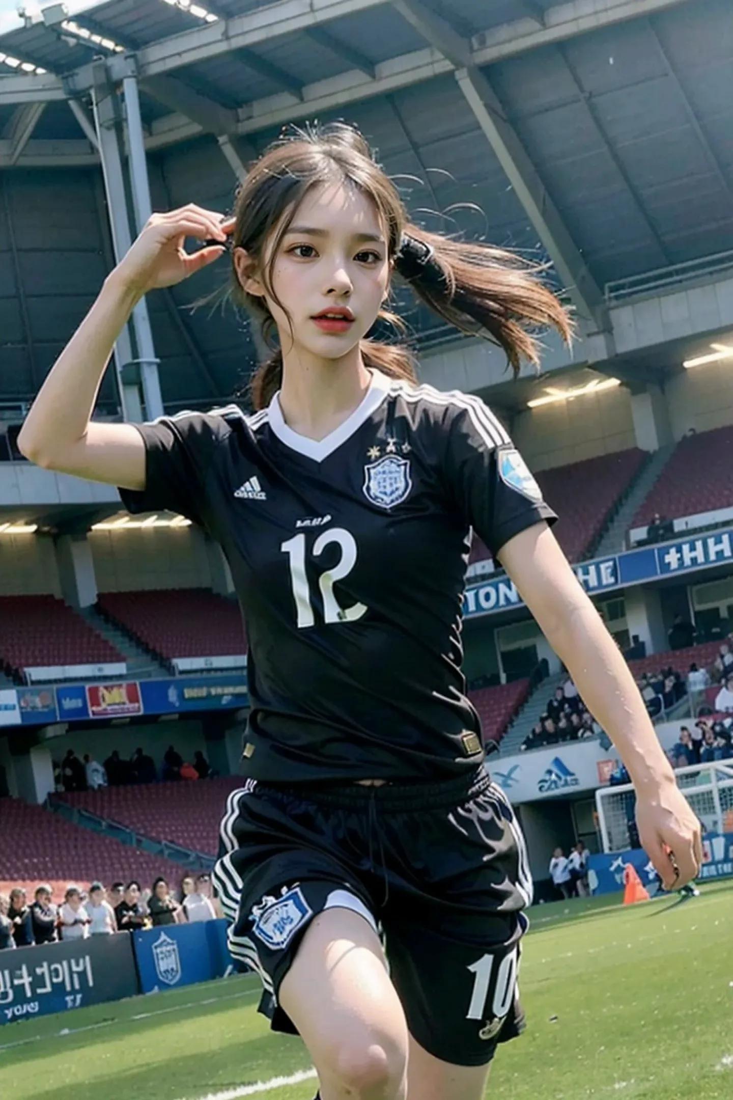 足球场上惊艳的女孩,足球场上的漂亮女孩