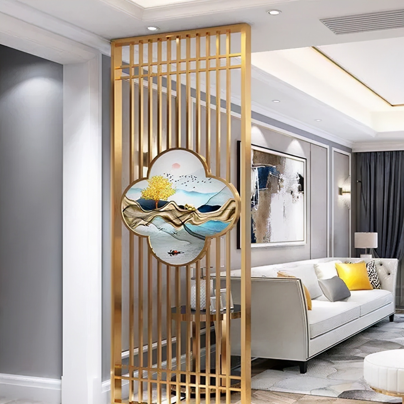 拉丝玫瑰金玄关屏风隔断,玫瑰金不锈钢屏风