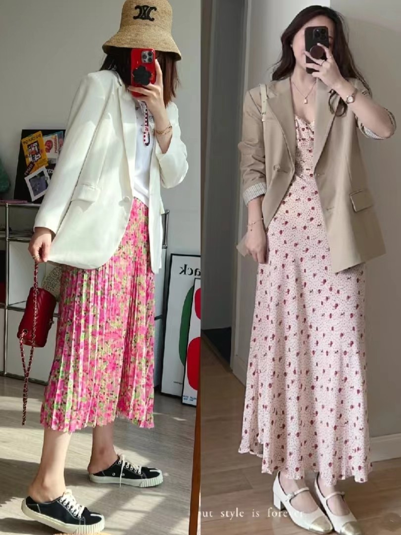 碎花连衣裙球鞋搭配图,日常碎花裙搭配什么鞋子好