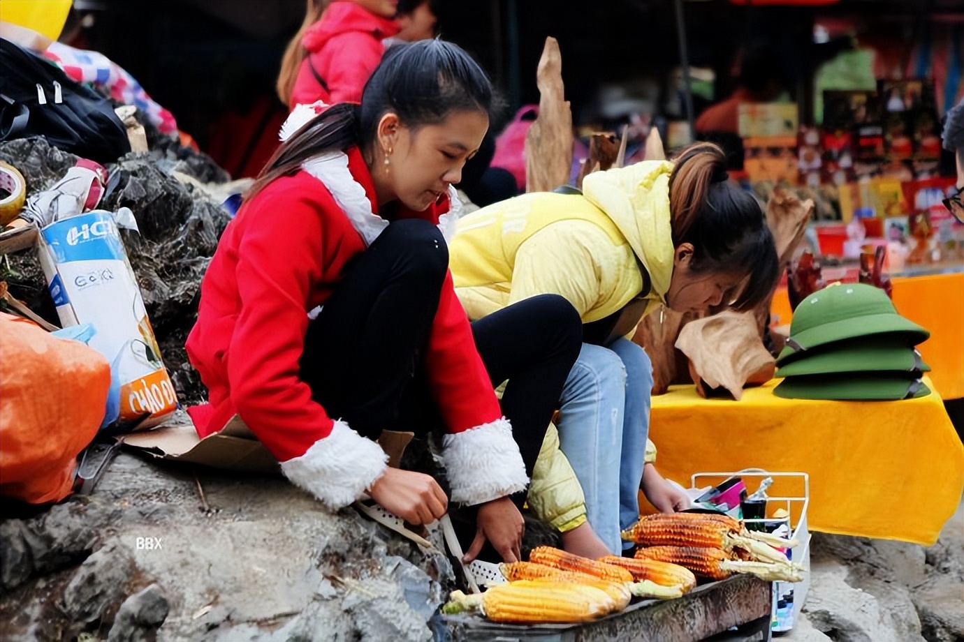 中越边境越南的露天集市,高平集市