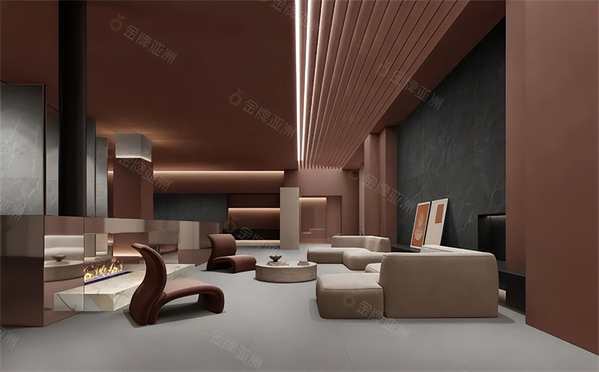 亮光砖配金丝绒上墙效果,金牌亚洲金丝绒瓷砖