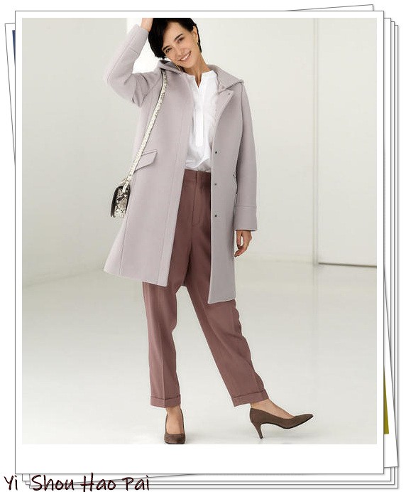 无领大衣薄款穿搭,无领冬季大衣搭配连帽衫